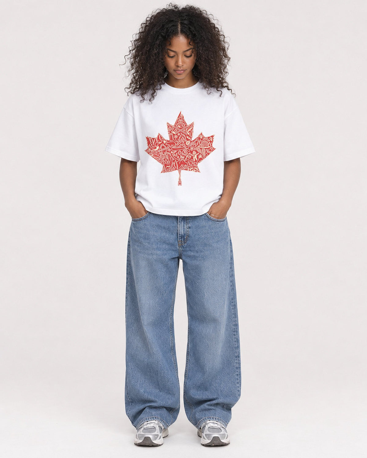 Mockup Boxy Heavyweight Tee White female full-body 05