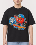 Mockup Boxy Heavyweight Tee Black male close-up 13
