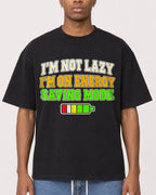 Mockup Boxy Heavyweight Tee Black male close-up 35