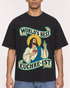 Mockup Boxy Heavyweight Tee Black male close-up 50