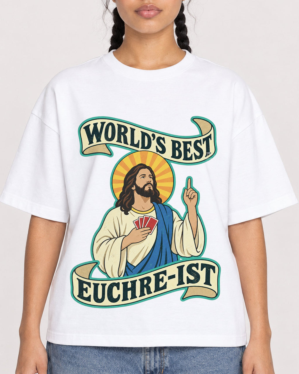 Mockup Boxy Heavyweight Tee White female close-up 50