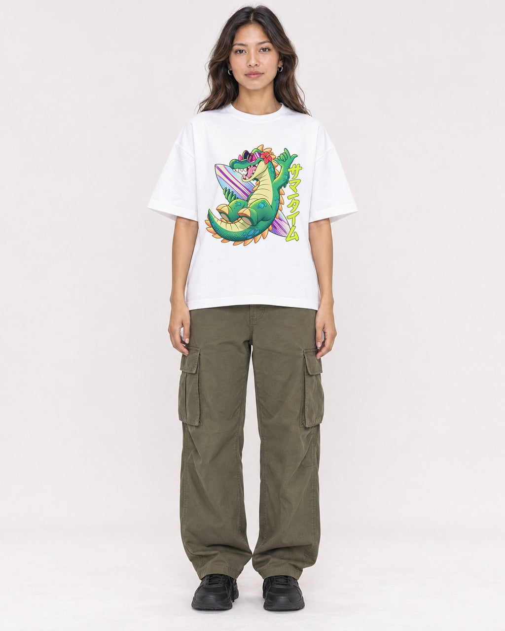 Mockup Boxy Heavyweight Tee White female full-body 02