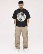Mockup Boxy Heavyweight Tee Black male full-body 12