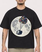 Mockup Boxy Heavyweight Tee Black male close-up 12