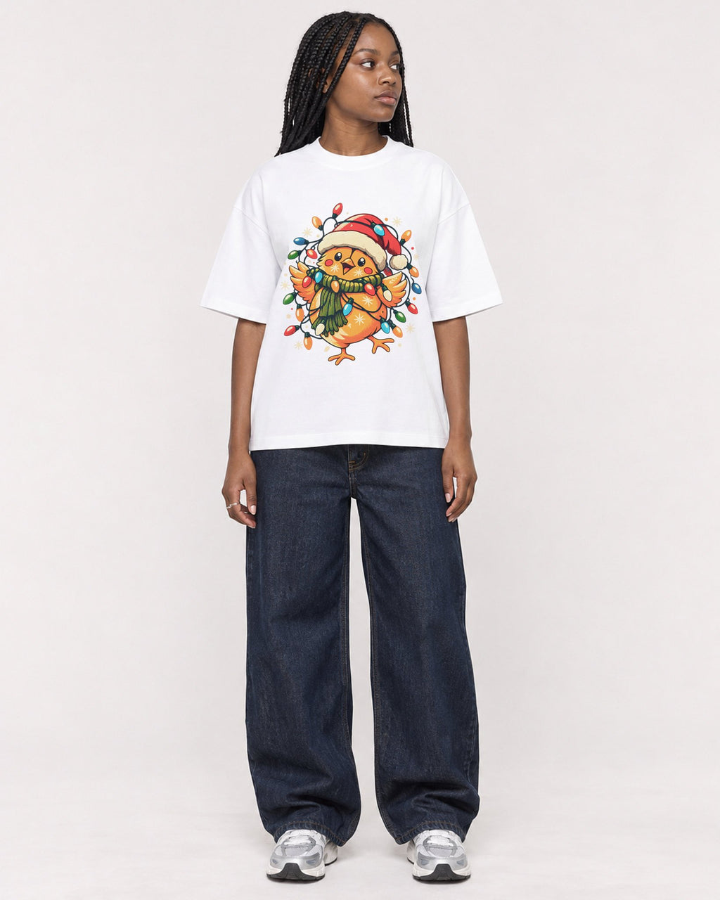 Mockup Boxy Heavyweight Tee White female full-body 04