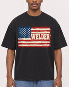 Mockup Boxy Heavyweight Tee Black male close-up 14