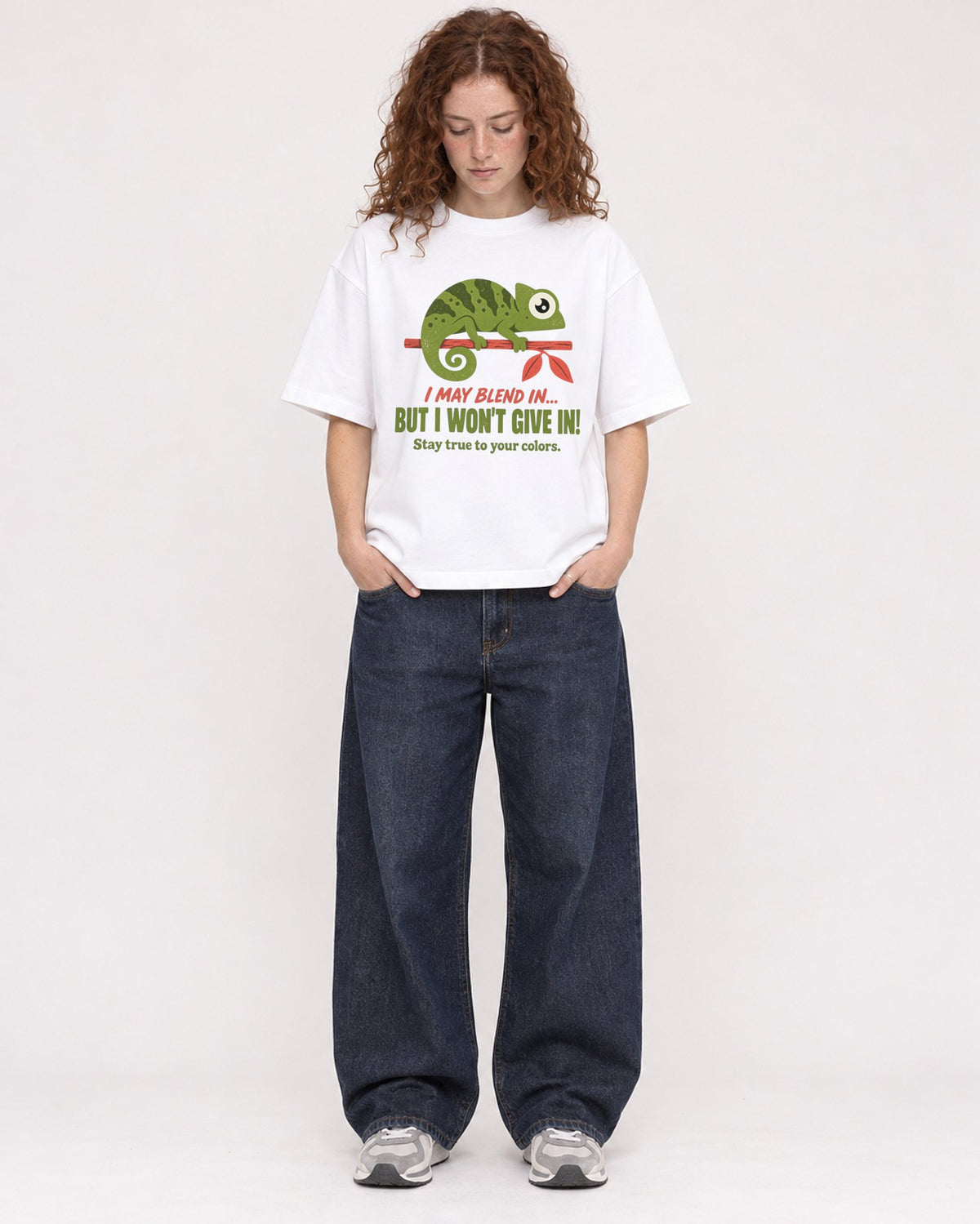 Mockup Boxy Heavyweight Tee White female full-body 09