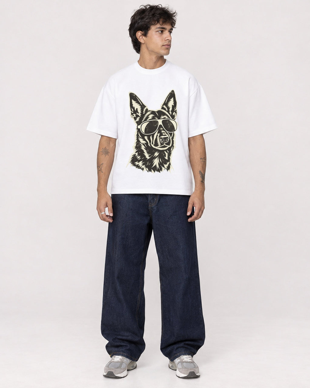 Mockup Boxy Heavyweight Tee White male full-body 06