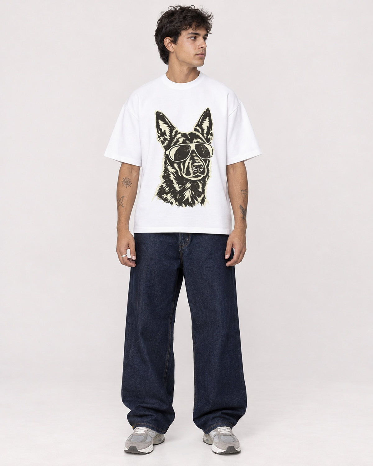 Mockup Boxy Heavyweight Tee White male full-body 06