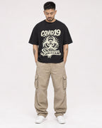 Mockup Boxy Heavyweight Tee Black male full-body 12