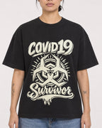 Mockup Boxy Heavyweight Tee Black female close-up 12
