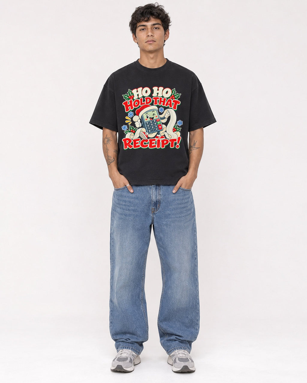 Mockup Boxy Heavyweight Tee Black male full-body 06