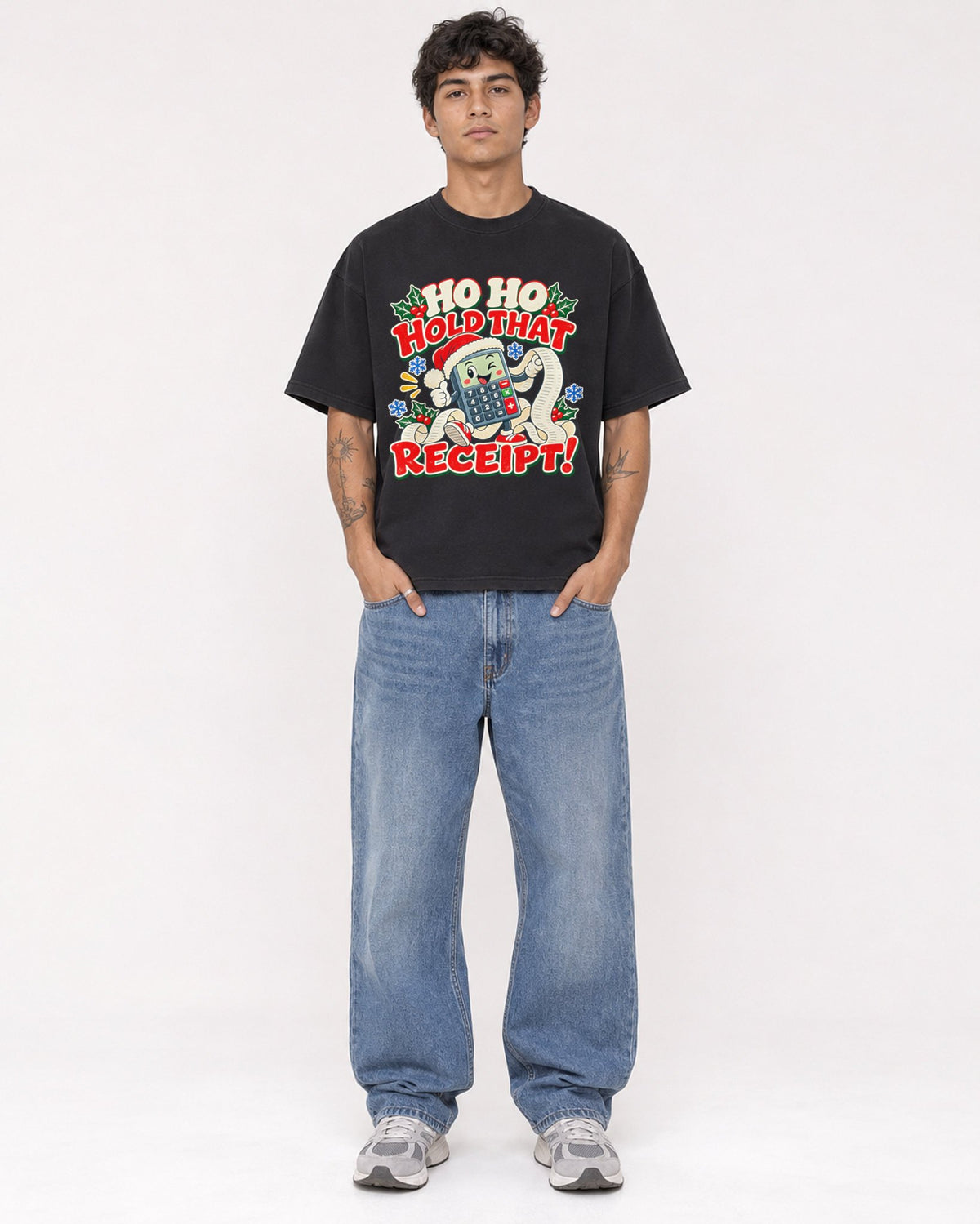 Mockup Boxy Heavyweight Tee Black male full-body 06