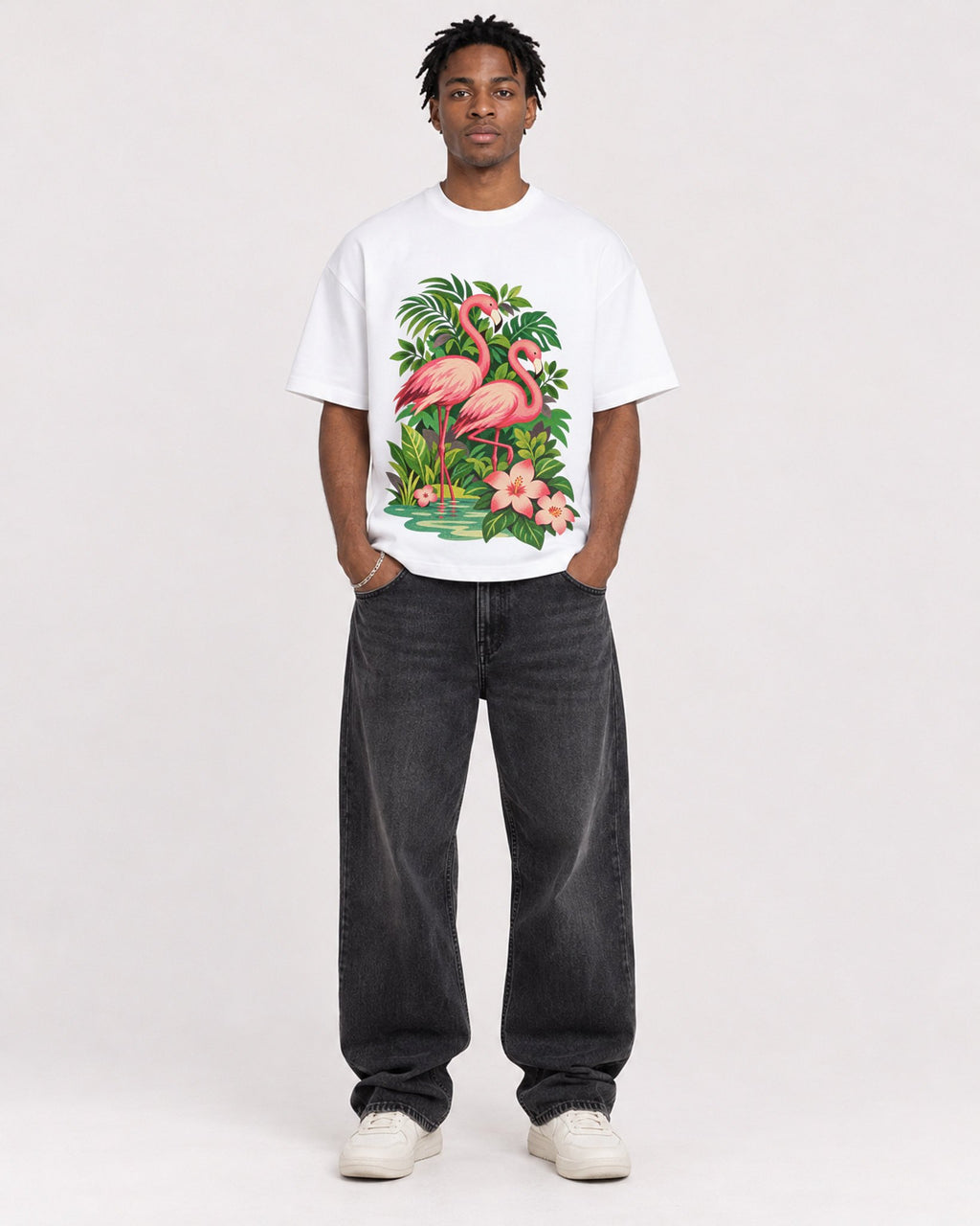 Mockup Boxy Heavyweight Tee White male full-body 05