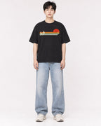 Mockup Boxy Heavyweight Tee Black male full-body 01