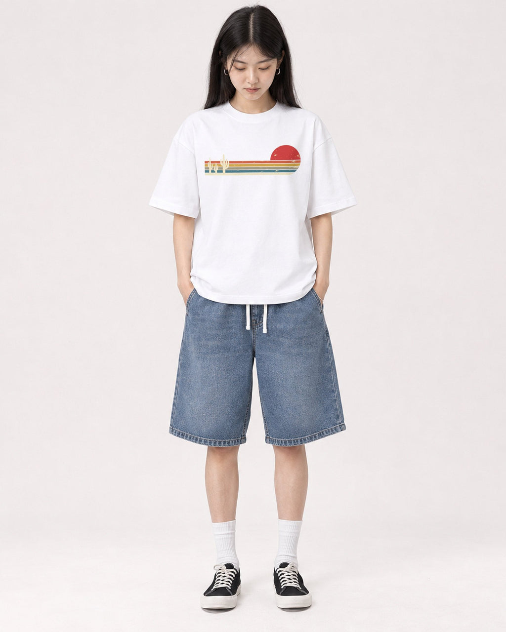 Mockup Boxy Heavyweight Tee White female full-body 01