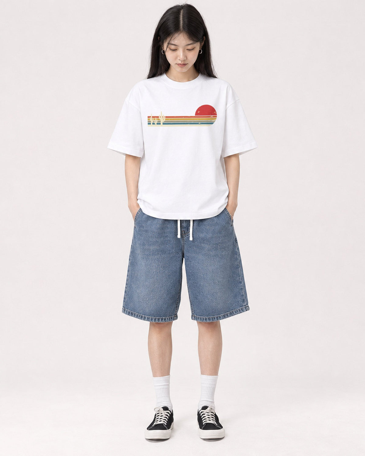 Mockup Boxy Heavyweight Tee White female full-body 01