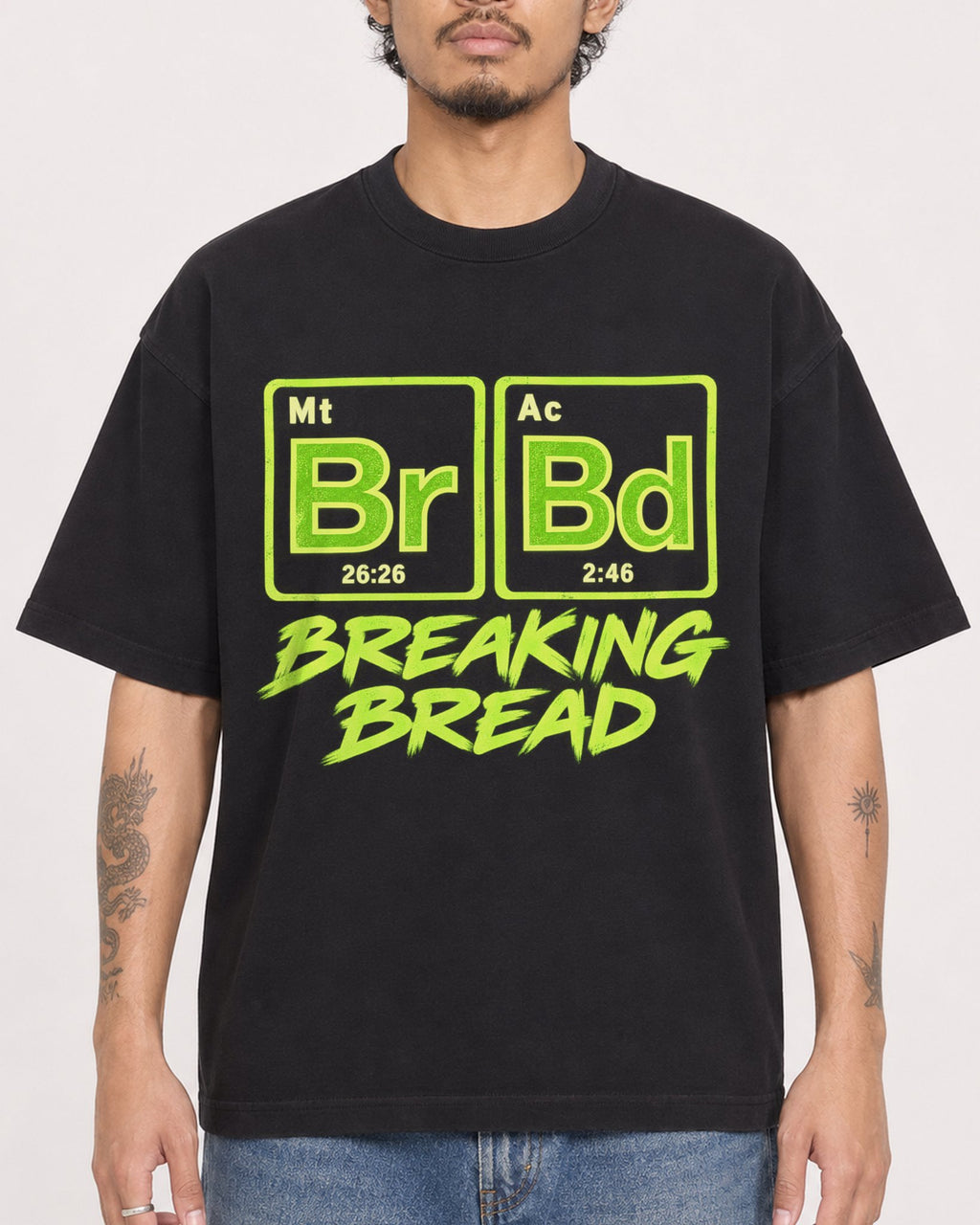 Mockup Boxy Heavyweight Tee Black male close-up 42