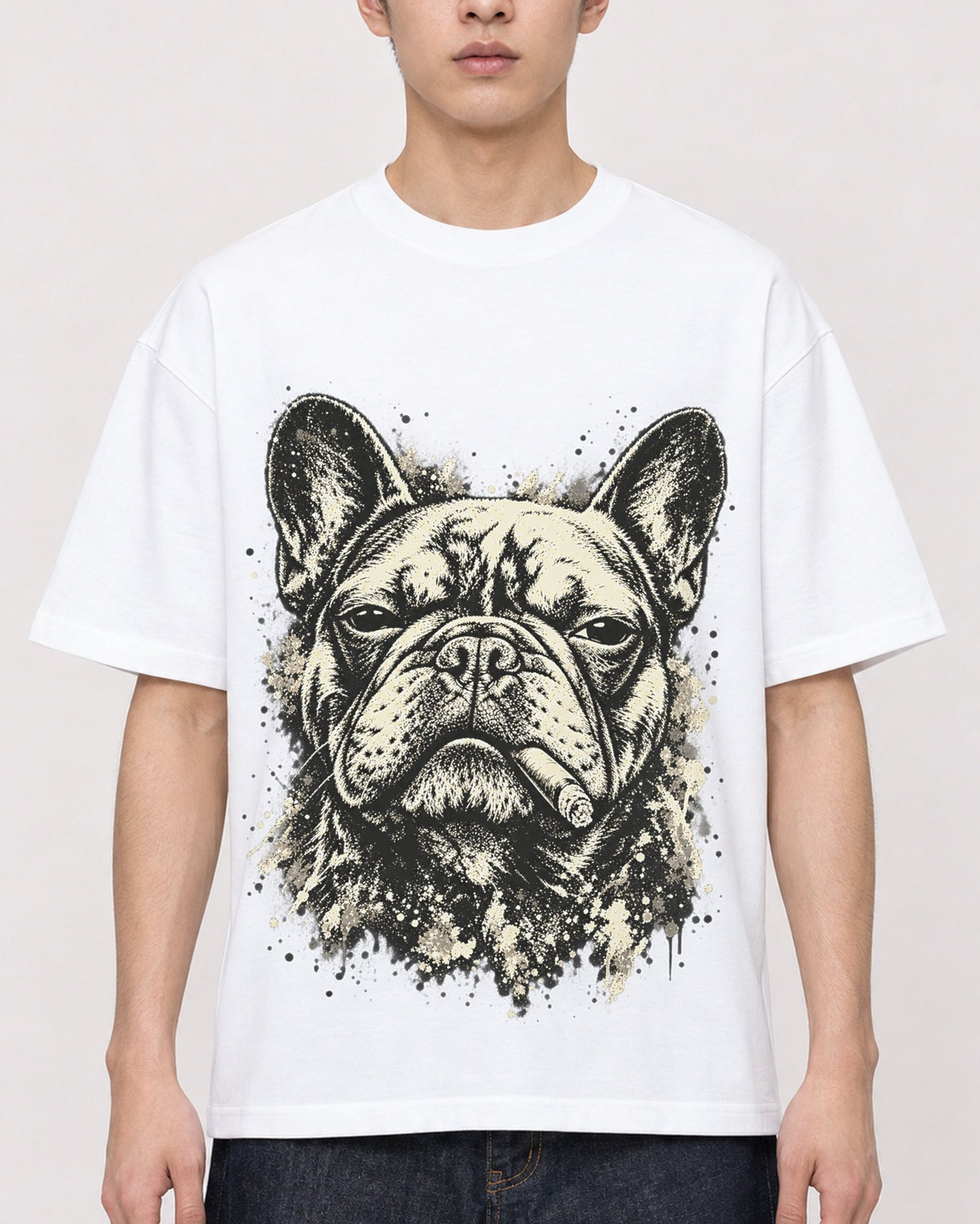 Mockup Boxy Heavyweight Tee White male close-up 21