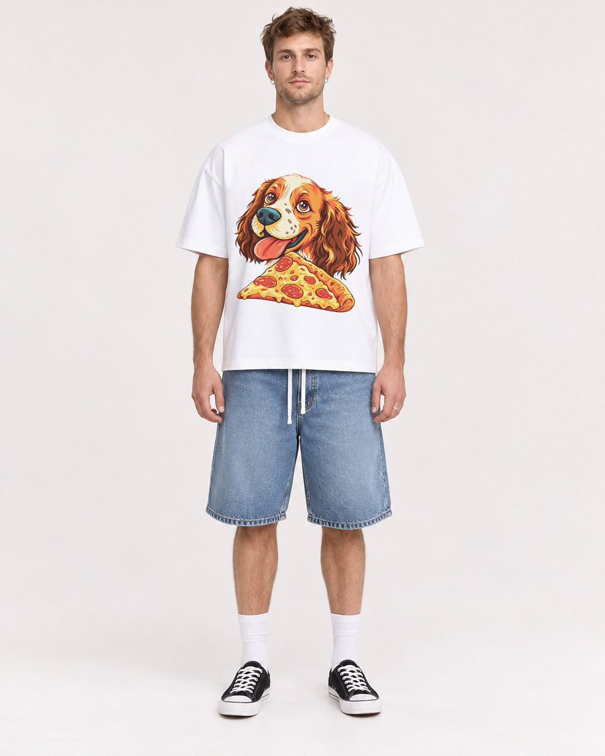 Mockup Boxy Heavyweight Tee White male full-body 08