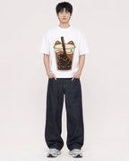 Mockup Boxy Heavyweight Tee White male full-body 01