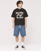 Mockup Boxy Heavyweight Tee Black male full-body 03
