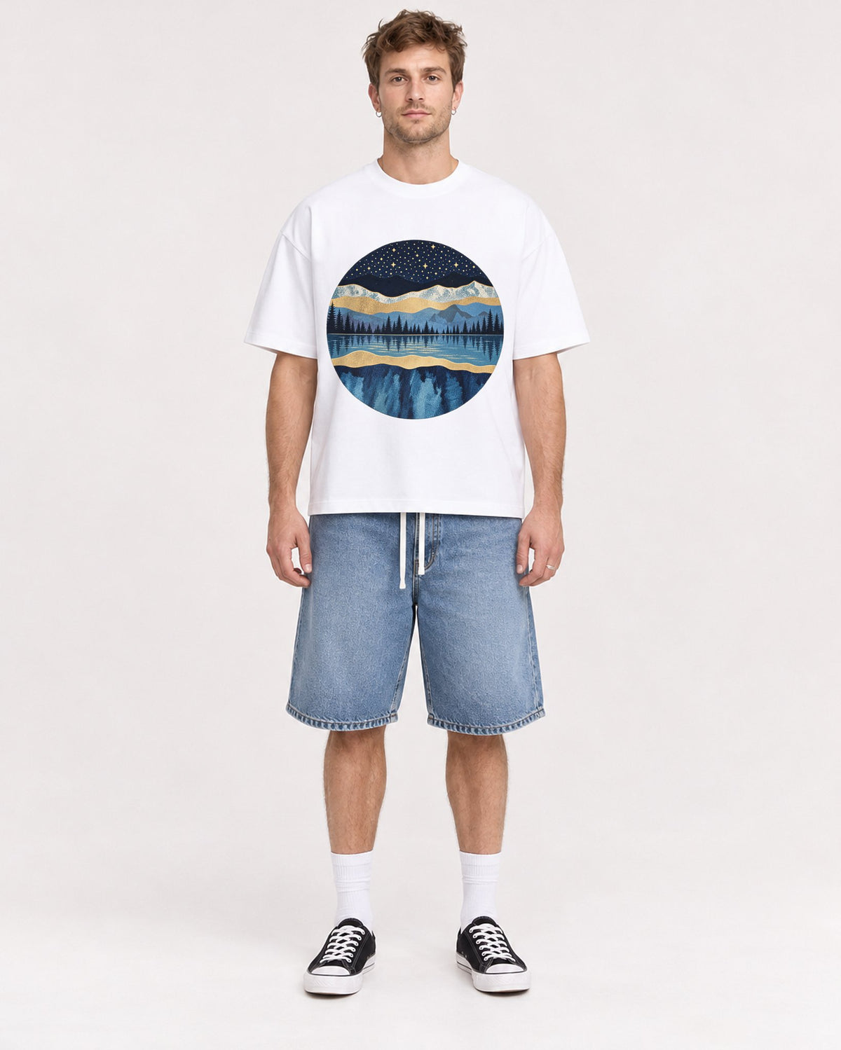 Mockup Boxy Heavyweight Tee White male full-body 08