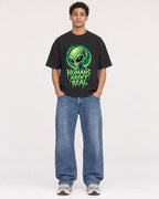 Mockup Boxy Heavyweight Tee Black male full-body 10