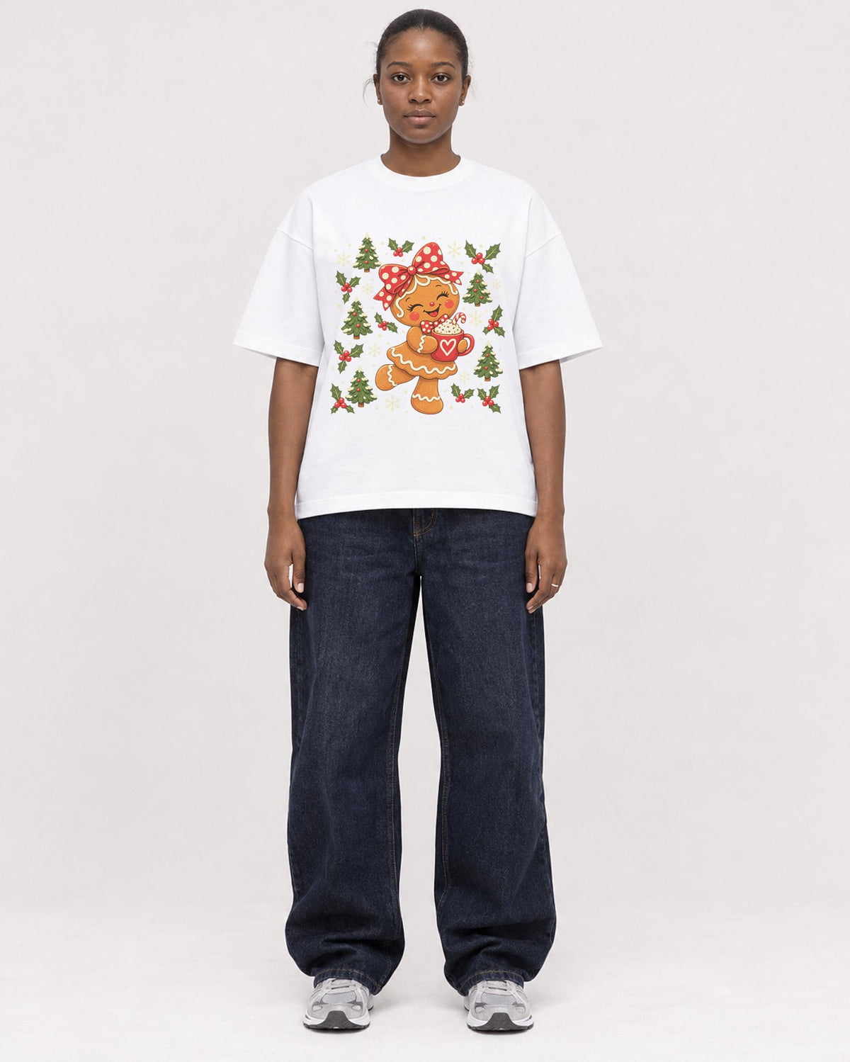 Mockup Boxy Heavyweight Tee White female full-body 34