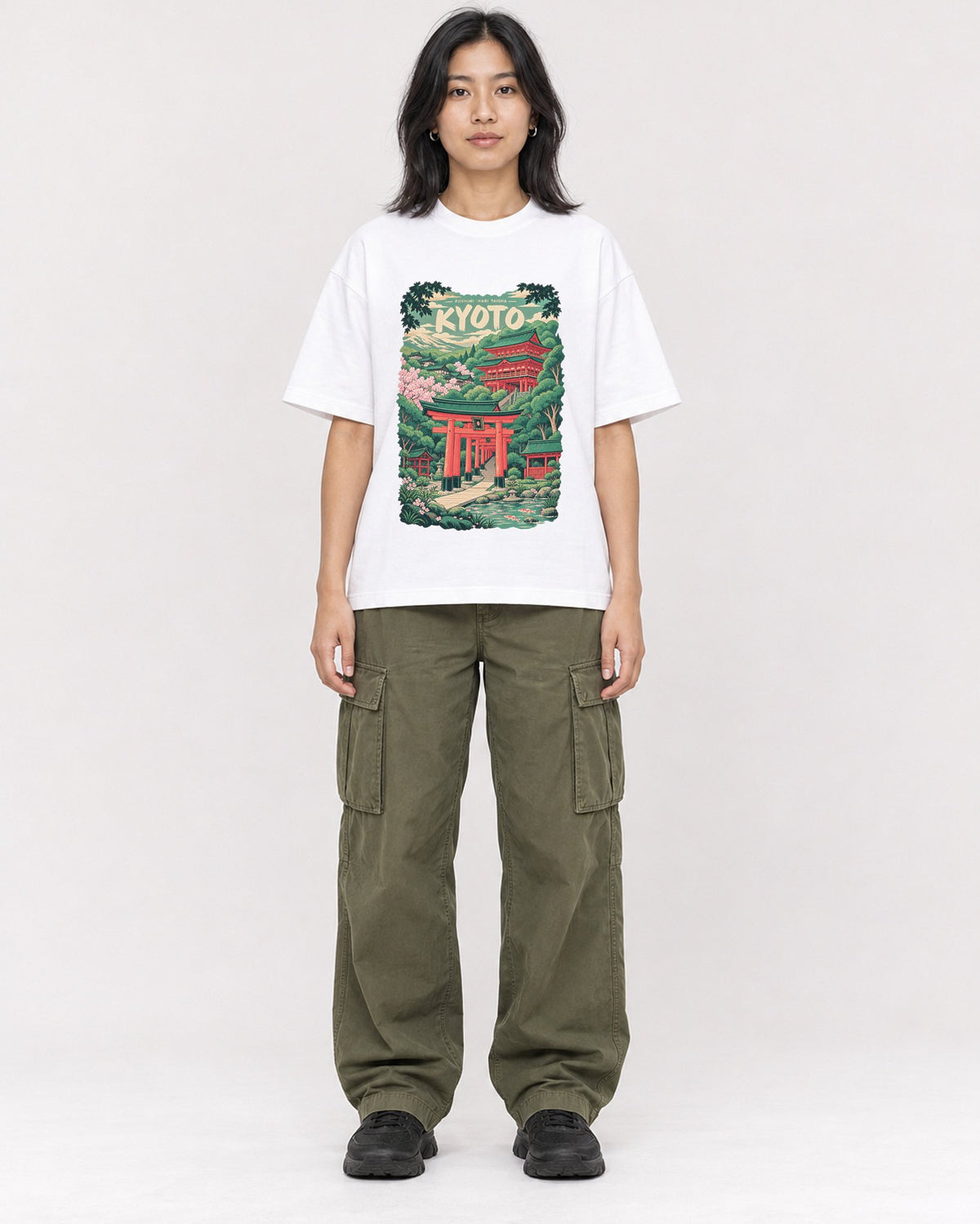 Mockup Boxy Heavyweight Tee White female full-body 22