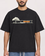 Mockup Boxy Heavyweight Tee Black male close-up 07