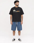 Mockup Boxy Heavyweight Tee Black male full-body 07