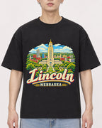 Mockup Boxy Heavyweight Tee Black male close-up 01