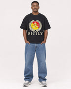 Mockup Boxy Heavyweight Tee Black male full-body 14