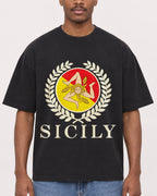 Mockup Boxy Heavyweight Tee Black male close-up 14