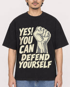 Mockup Boxy Heavyweight Tee Black male close-up 02