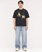Mockup Boxy Heavyweight Tee Black male full-body 13