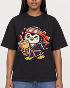 Mockup Boxy Heavyweight Tee Black female close-up 04