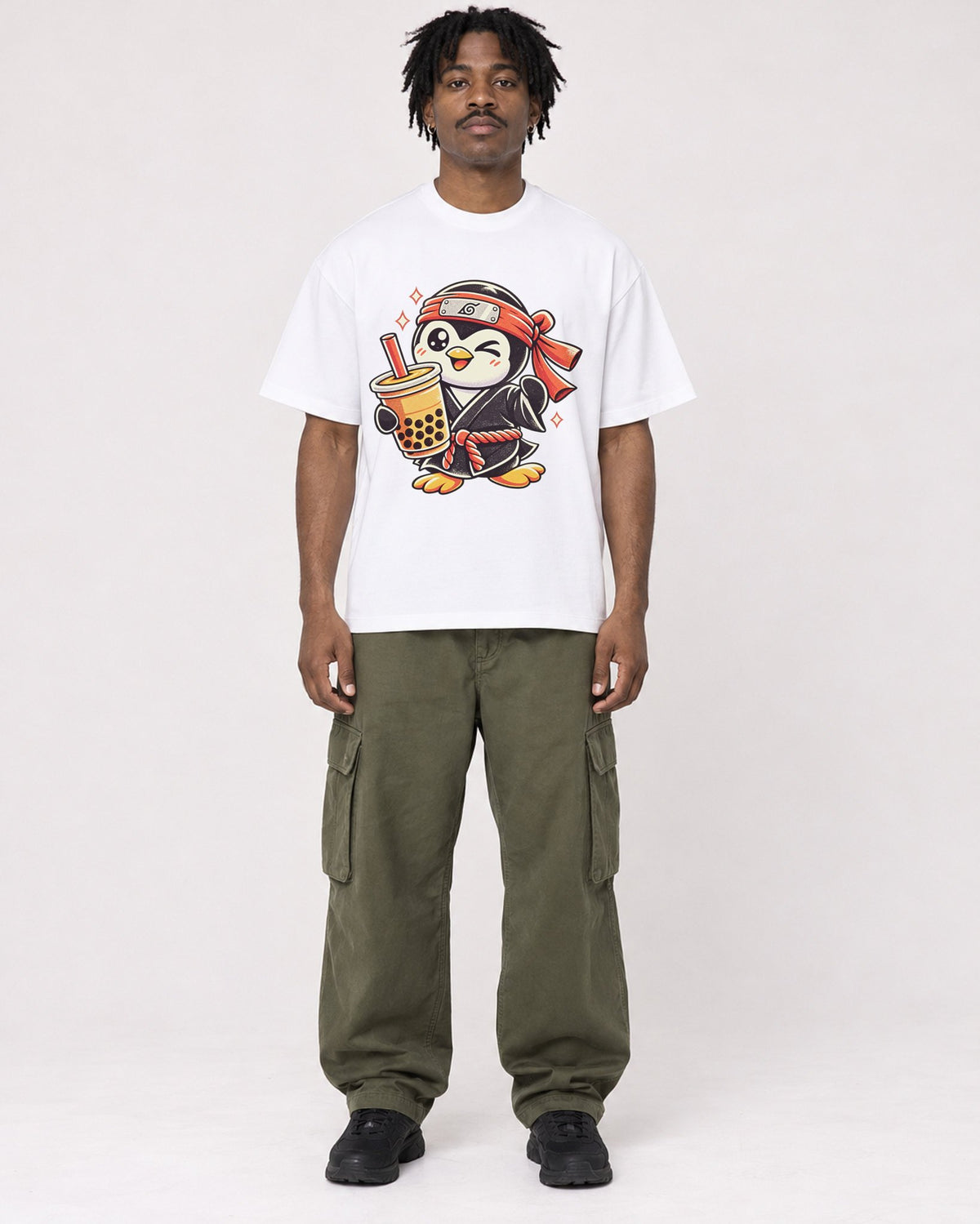 Mockup Boxy Heavyweight Tee White male full-body 04