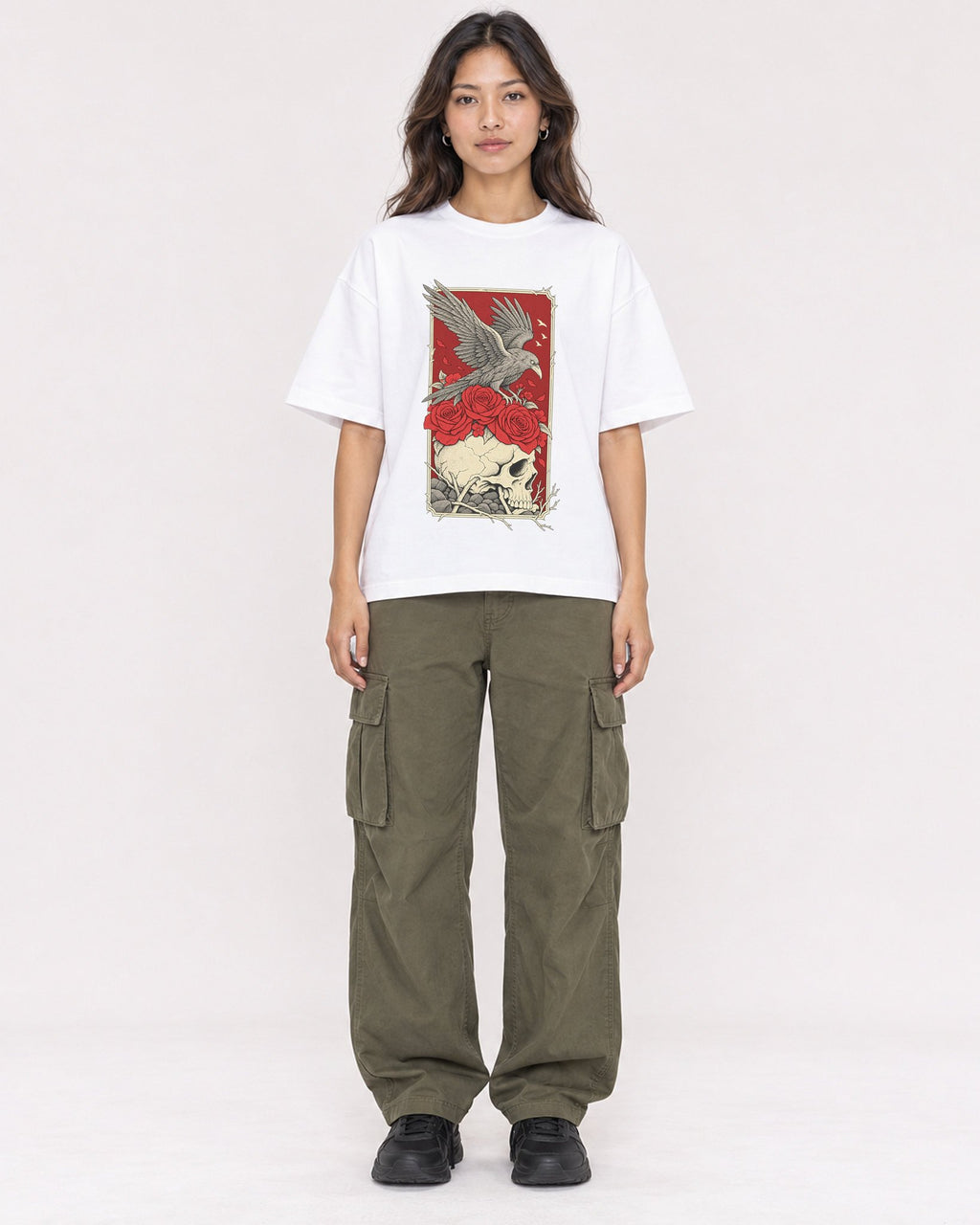 Mockup Boxy Heavyweight Tee White female full-body 02