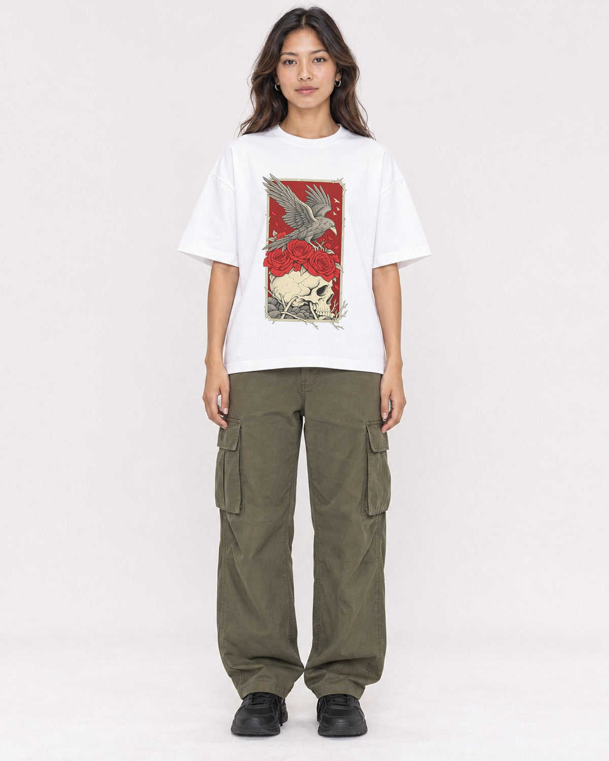 Mockup Boxy Heavyweight Tee White female full-body 02