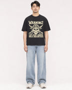 Mockup Boxy Heavyweight Tee Black male full-body 13