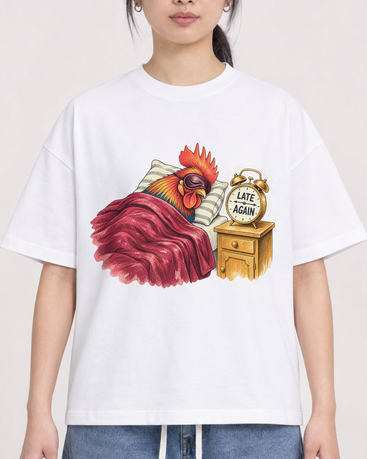 Mockup Boxy Heavyweight Tee White female close-up 21