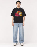 Mockup Boxy Heavyweight Tee Black male full-body 21