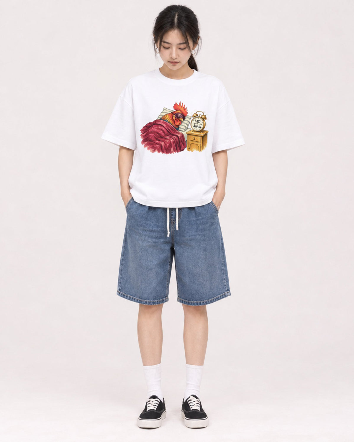 Mockup Boxy Heavyweight Tee White female full-body 21