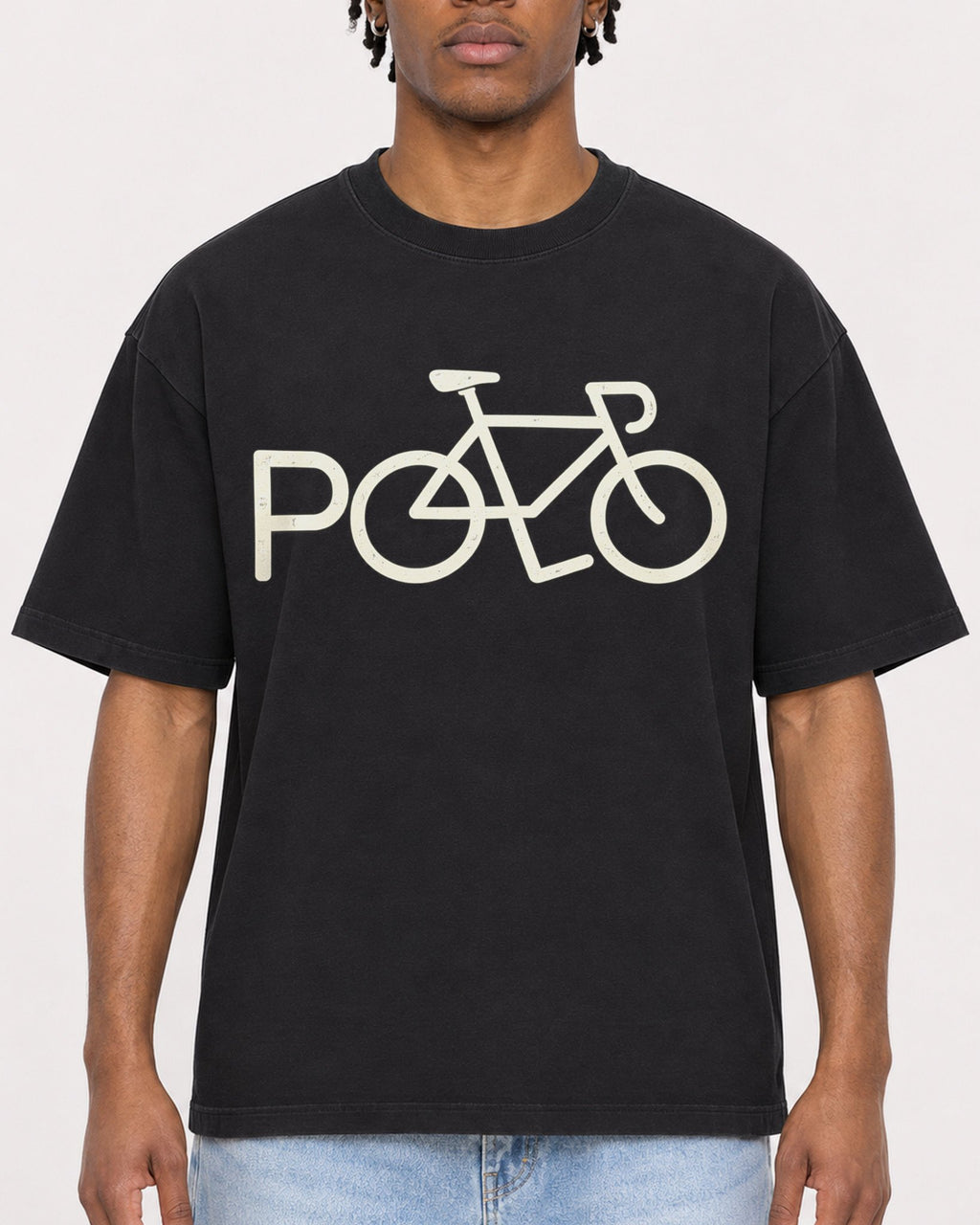 Mockup Boxy Heavyweight Tee Black male close-up 05