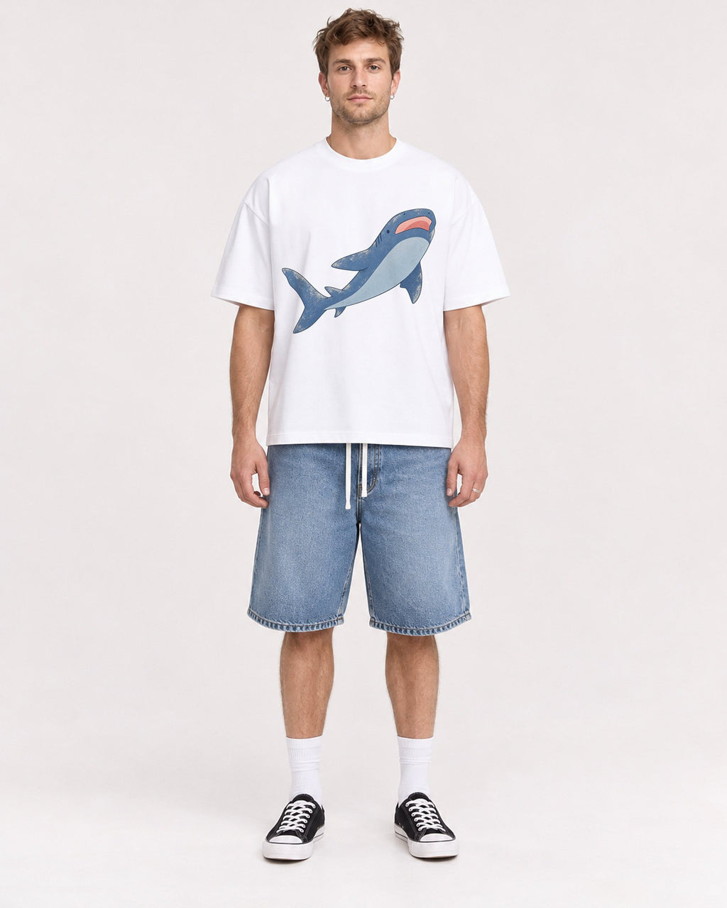 Mockup Boxy Heavyweight Tee White male full-body 08