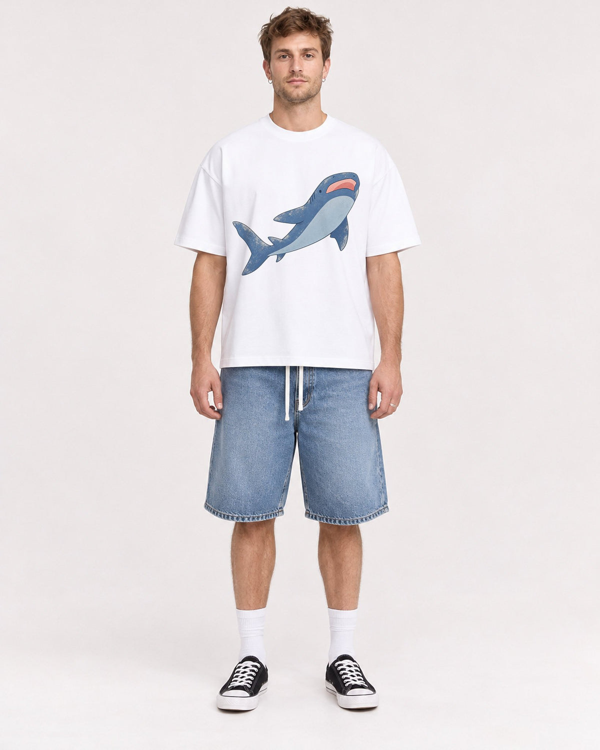 Mockup Boxy Heavyweight Tee White male full-body 08