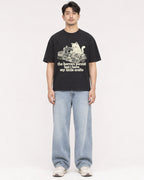 Mockup Boxy Heavyweight Tee Black male full-body 13