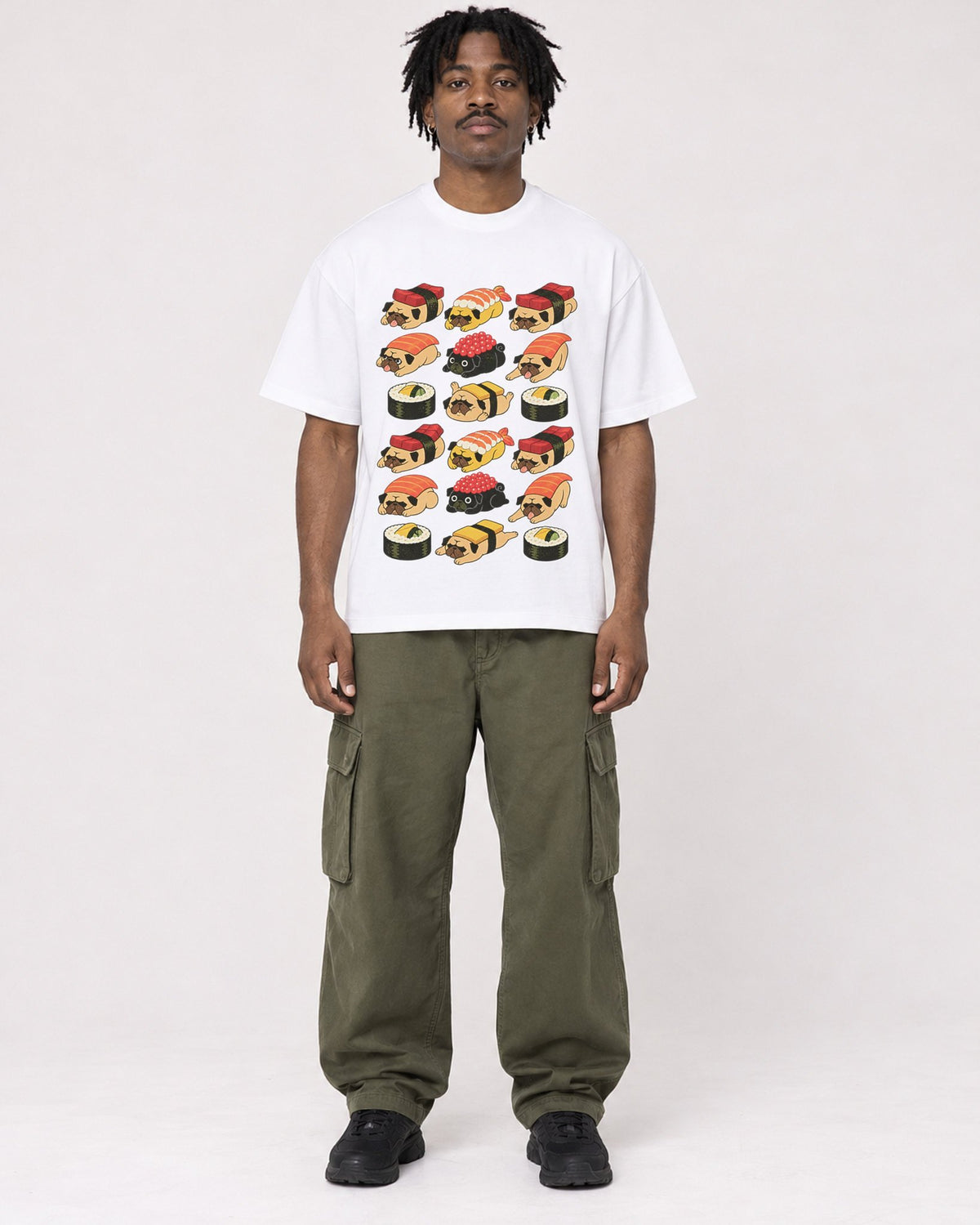 Mockup Boxy Heavyweight Tee White male full-body 04